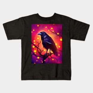 Crow halloween pumpkin Kids T-Shirt